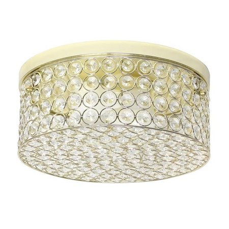 ELEGANT GARDEN DESIGN Elegant Designs FM1003-GLD 12 in. Elipse Crystal 2 Light Round Ceiling Flush Mount; Gold FM1003-GLD